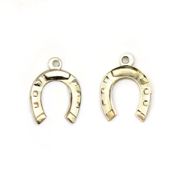 Breloque en gold filled 14 carats, en forme de fer à cheval, 9x12mm x 2pcs