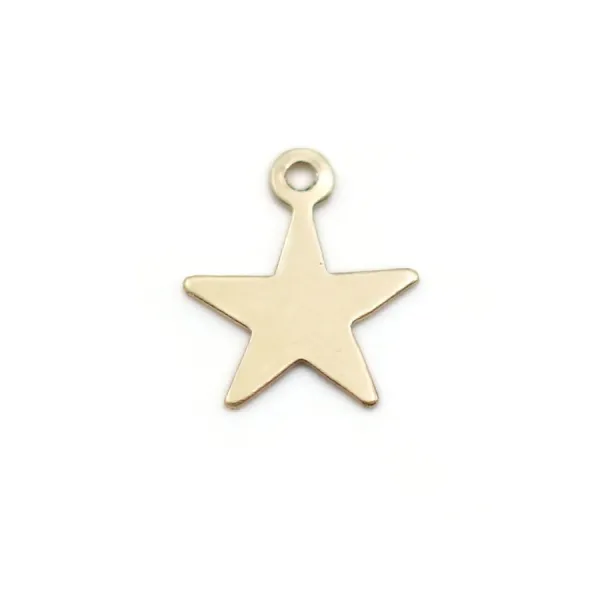 Breloque médaille étoile à graver en gold-filled 8mm x 2pcs