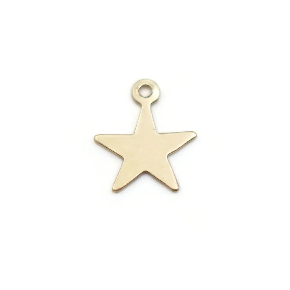 Breloque médaille étoile à graver en gold-filled 8mm x 2pcs