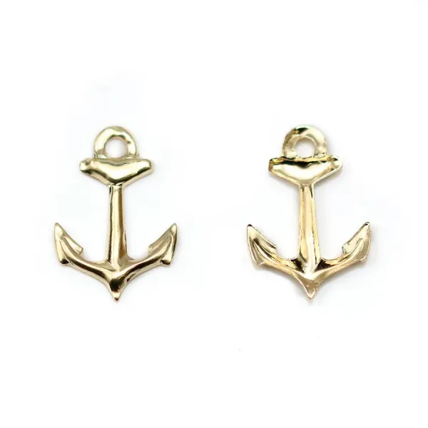 Breloque en gold filled 14 carats, en forme d'ancre, de taille 9x14mm x 1pc