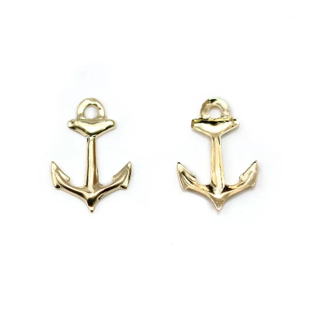 Breloque en gold filled 14 carats, en forme d'ancre, de taille 9x14mm x 1pc