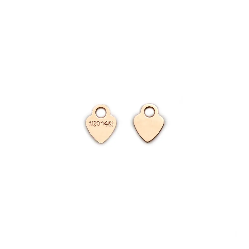 Breloque en gold-filled rosé médaille coeur à graver 3.5x4.5mm x 4pcs