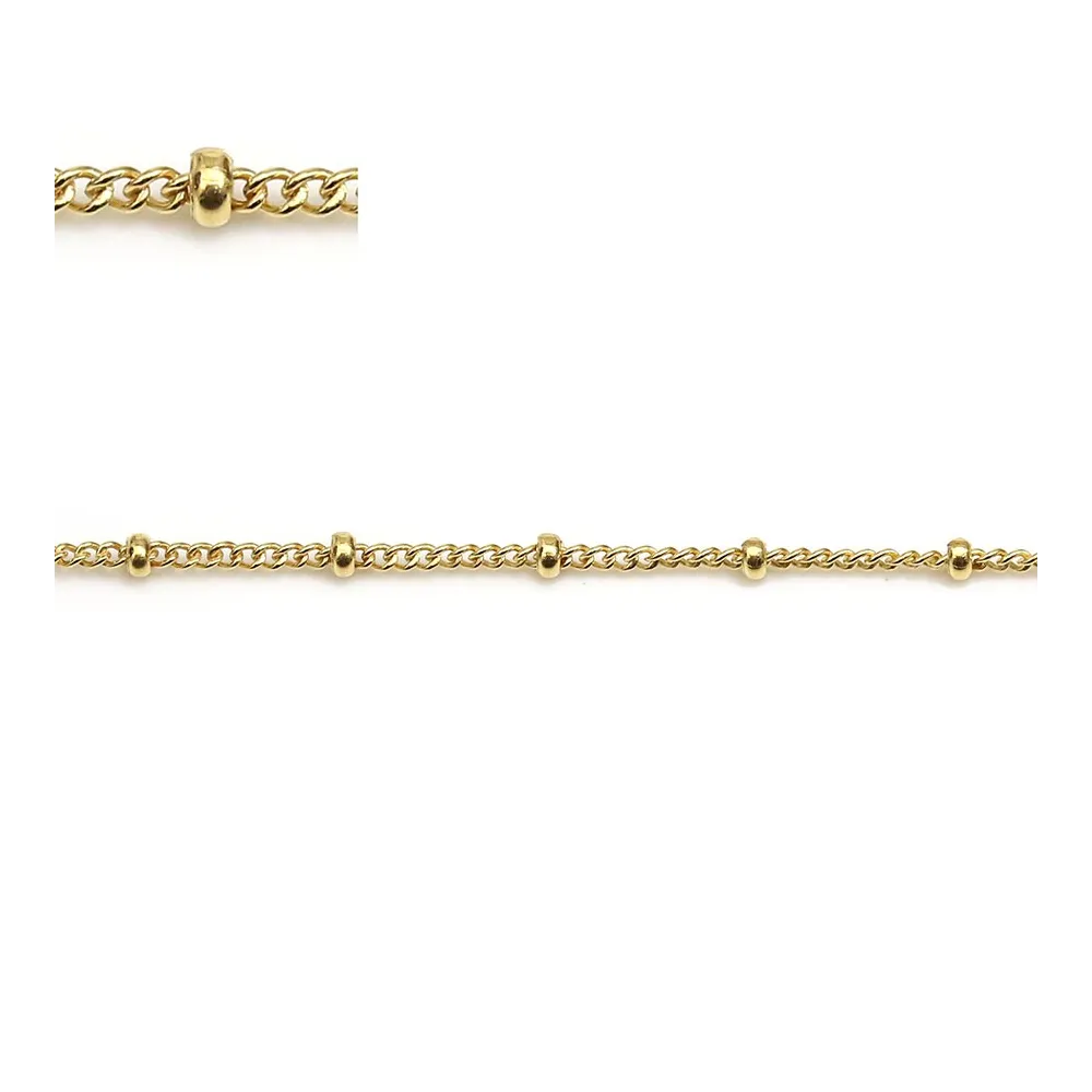 Chaîne 14KGF plat avec boule 1.05x1.9mm x 50cm