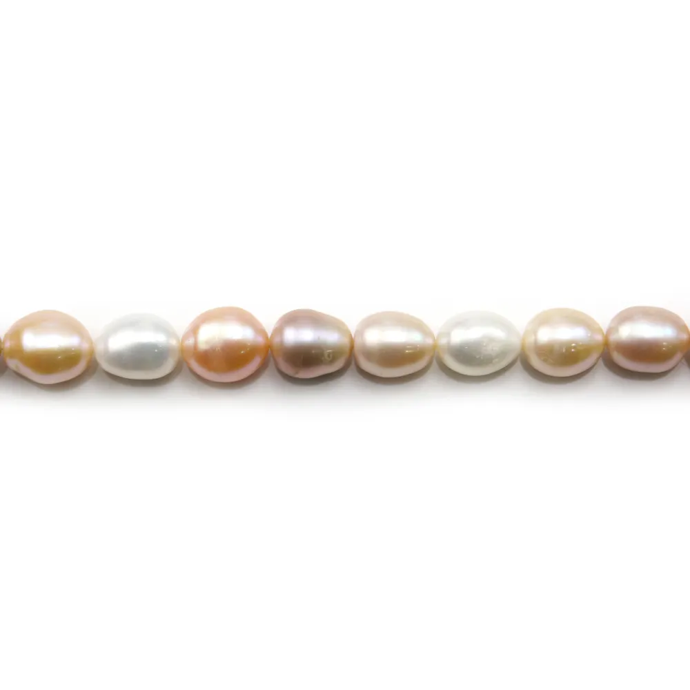 Perles de culture d'eau douce, multicolore, ovale, 11-13mm x 40cm