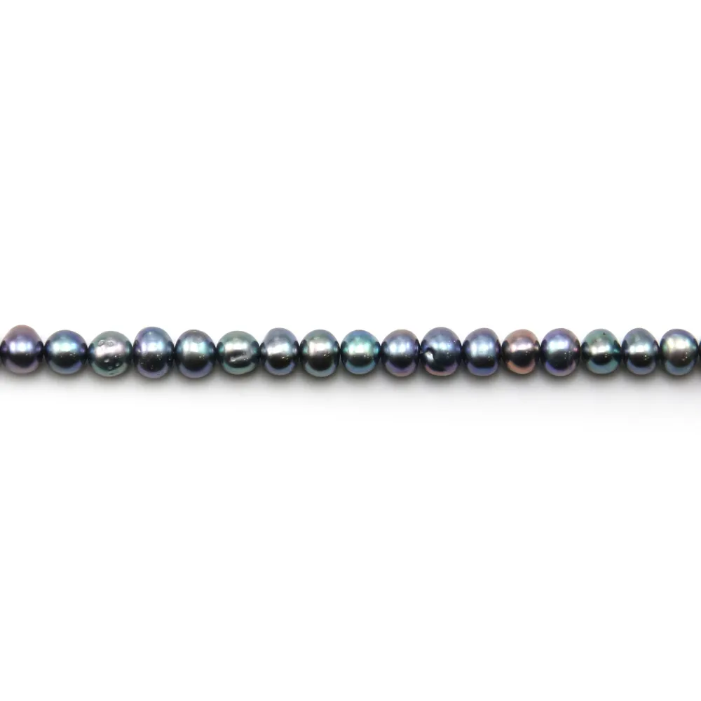 Perles d'eau Douce bleu foncé ovale 4.5-5.5mm x 40cm