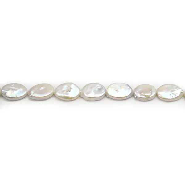 Süßwasser-Zuchtperlen, weiß, barock oval, 10x14mm x 38cm