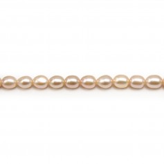 Salmon color oval freshwater pearls 7x11mm x 4pcs