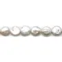 Perles de culture d'eau douce, blanche, ronde plate, 13mm x 1pc