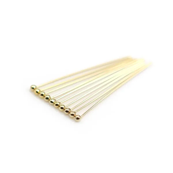 Clou tete en boule 25X0.5mm Gold Filled 14 carats x 5pcs