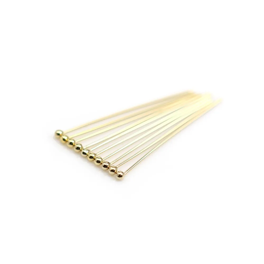 Clou tete en boule 25X0.5mm Gold Filled 14 carats x 5pcs