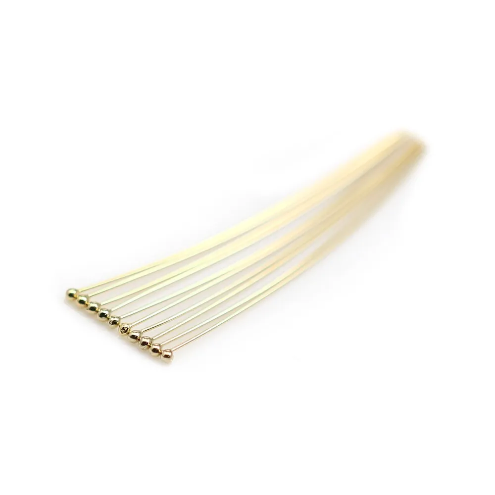 Clou tête en boule 38x0.41mm Gold Filled 14 carats x 6pcs