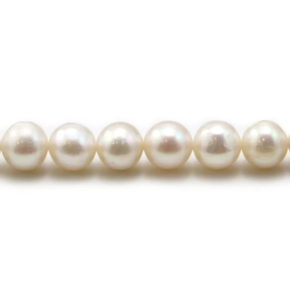 Perles d'eau Douce Blanc rond  8-9mm  AAA x 40cm