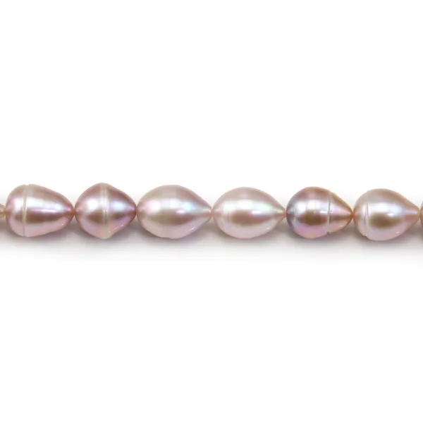 Perles de culture d'eau douce, mauve, olive/irrégulière, 9-10mm x 40cm