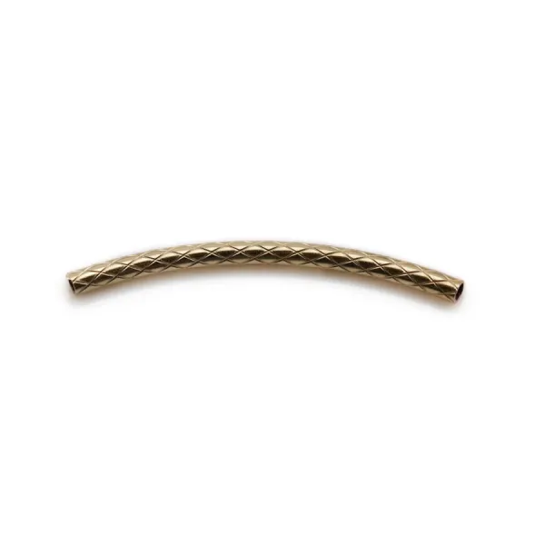 Tube motif matelassé en gold filled 14 carats 25x1.5mm x 2pcs