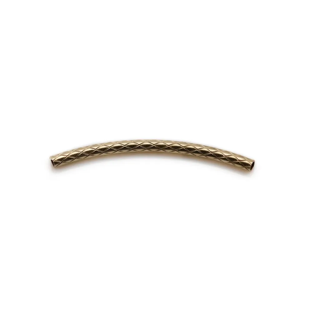 Tube motif matelassé en gold filled 14 carats 25x1.5mm x 2pcs
