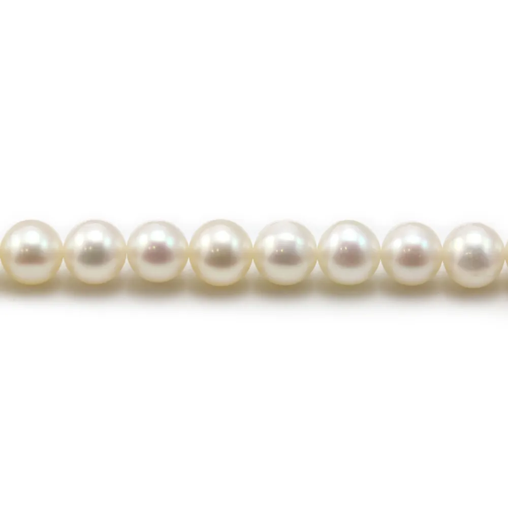 Perles d'eau douce blanches rondes sur fil 6mm x 40cm