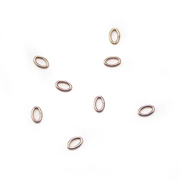 Anneaux oval ouvert, en gold filled 14 carats rosé, 0.64 * 3.0 * 4.6mm x 10pcs