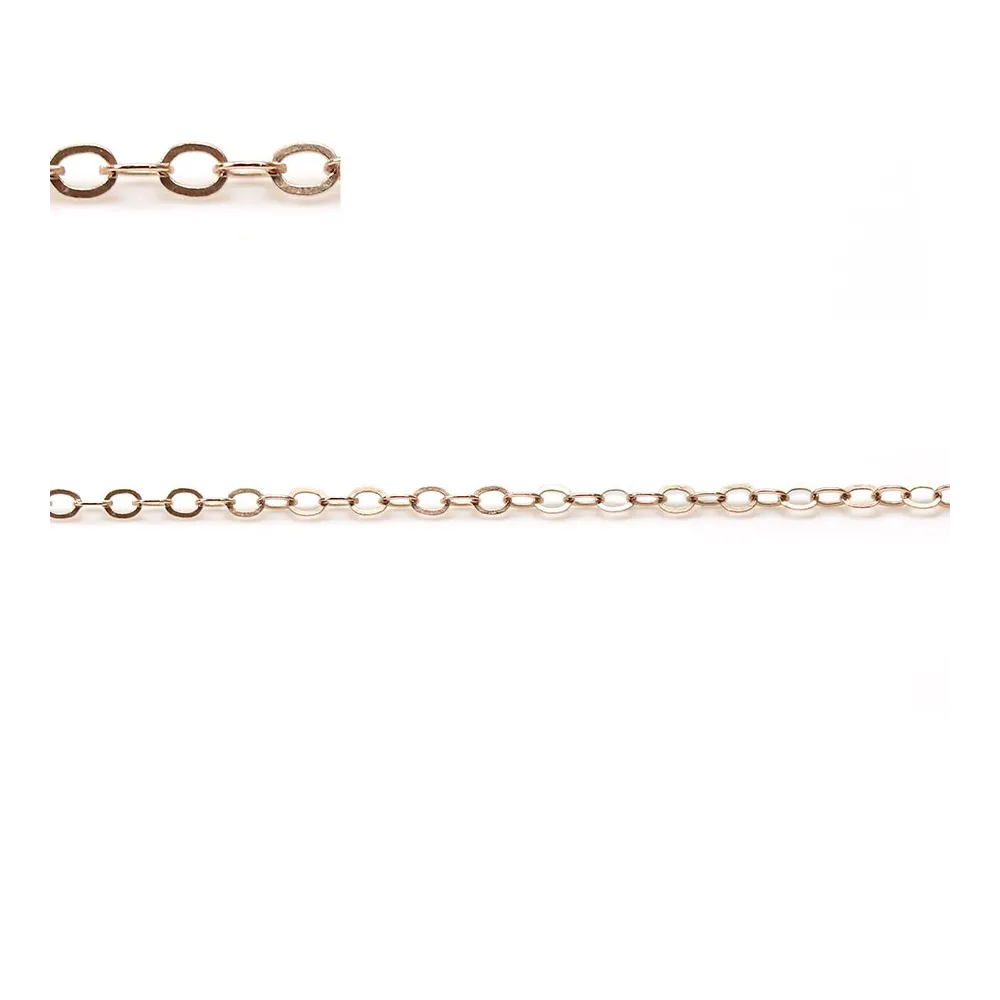 Chaîne en gold filled rose, 14 carats, maille ovale, de taille 1.3x1.8mm x 50cm