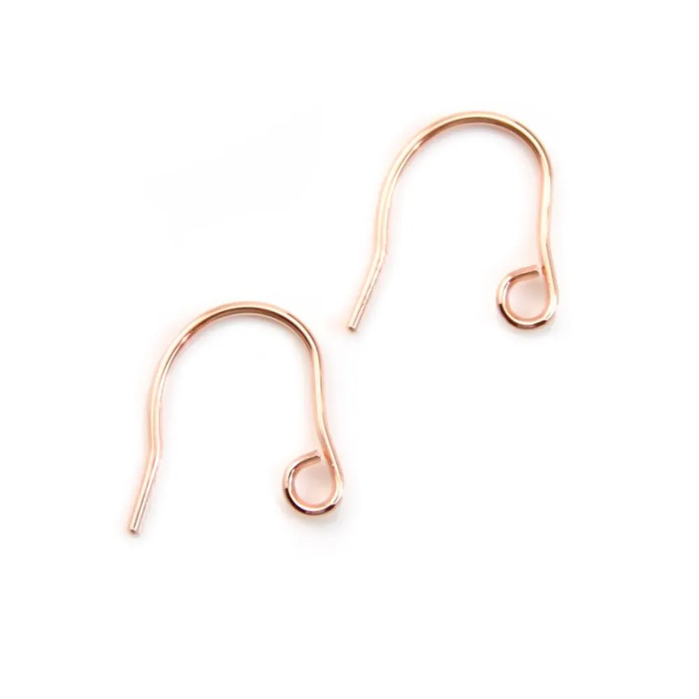 Gold filled rosé 14k crochets d'oreilles 0.8 x 12mm x 2pcs