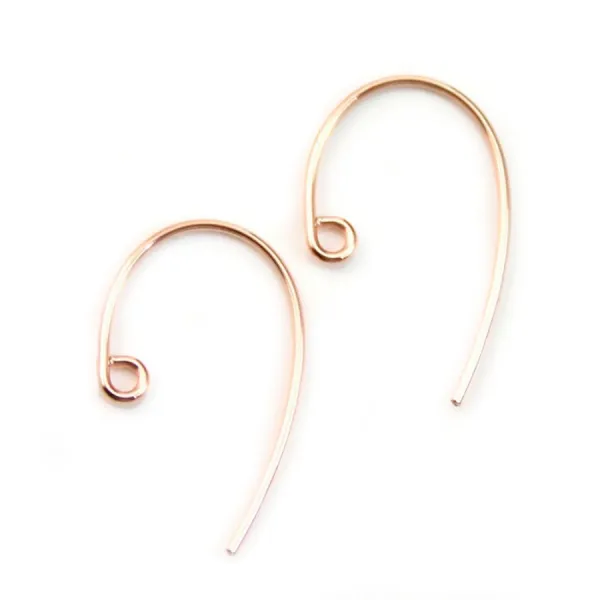 Gold filled rosé 14k crochets d'oreilles 0.8 x 20mm x 2pcs