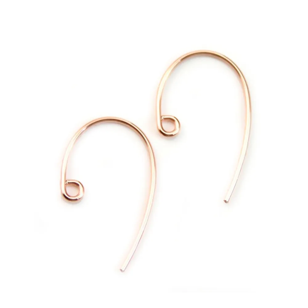 Gold filled rosé 14k crochets d'oreilles 0.8 x 20mm x 2pcs