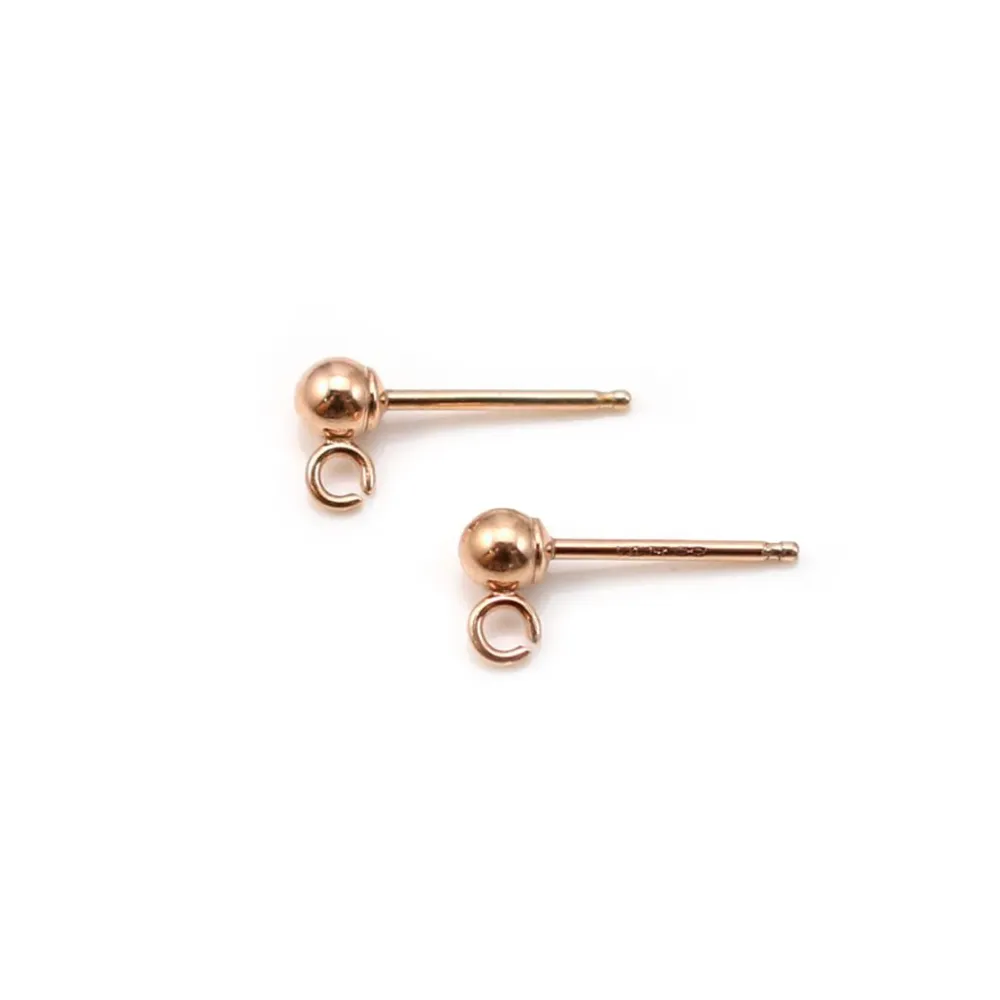 Clous d'oreilles boule en gold filled 14 carats rosé 3mm x 2pcs