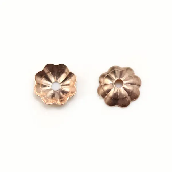 Cup in the shape of flower, in pink gold filled 14K, 1 * 5mm x 8pcs