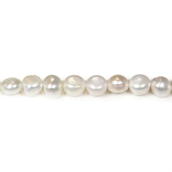 Perles d'eau douce blanche baroque 10-12mm x 40cm