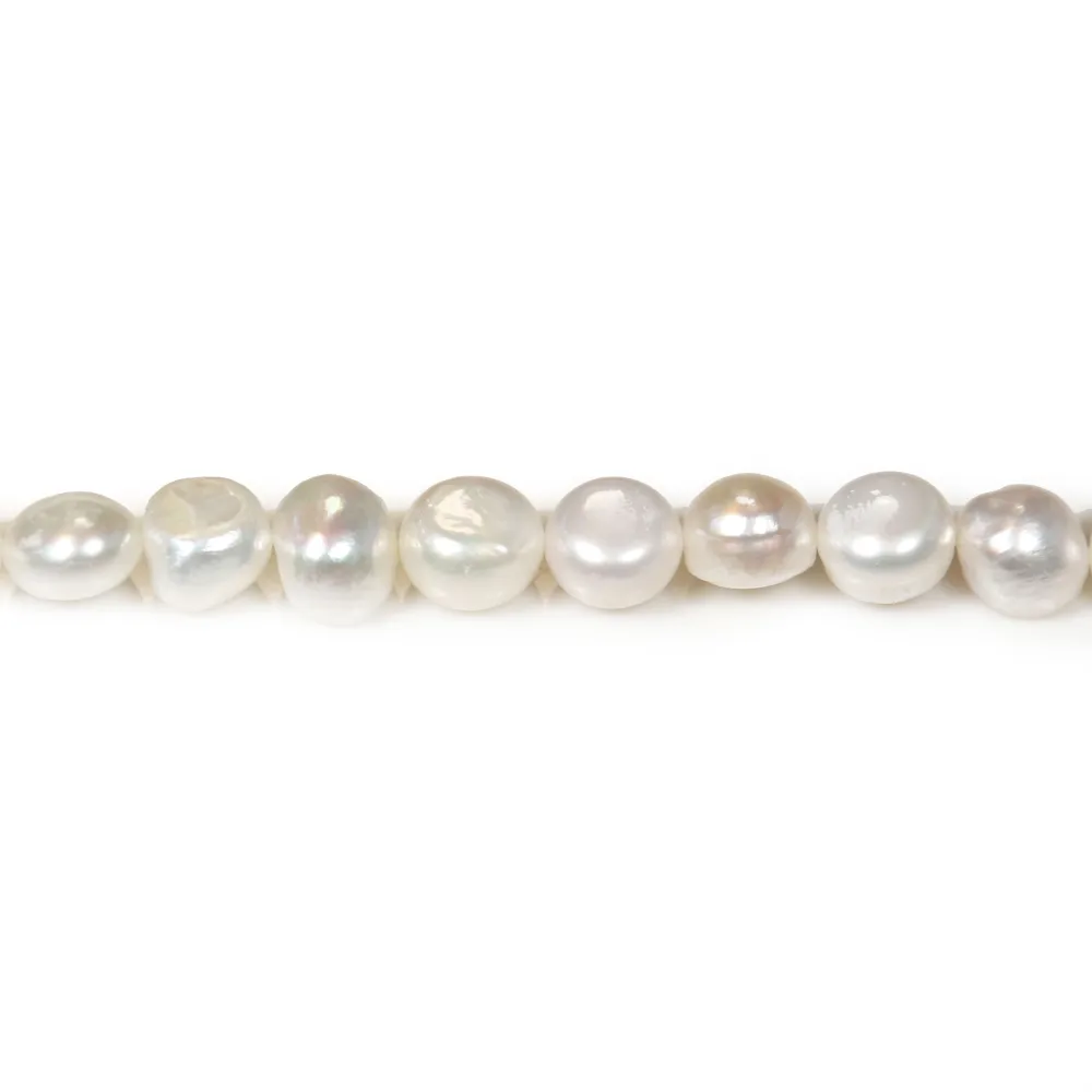 Perles d'eau douce blanche baroque 10-12mm x 40cm