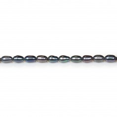 bleu fonce oval freshwater pearl 3-4mm x 40cm