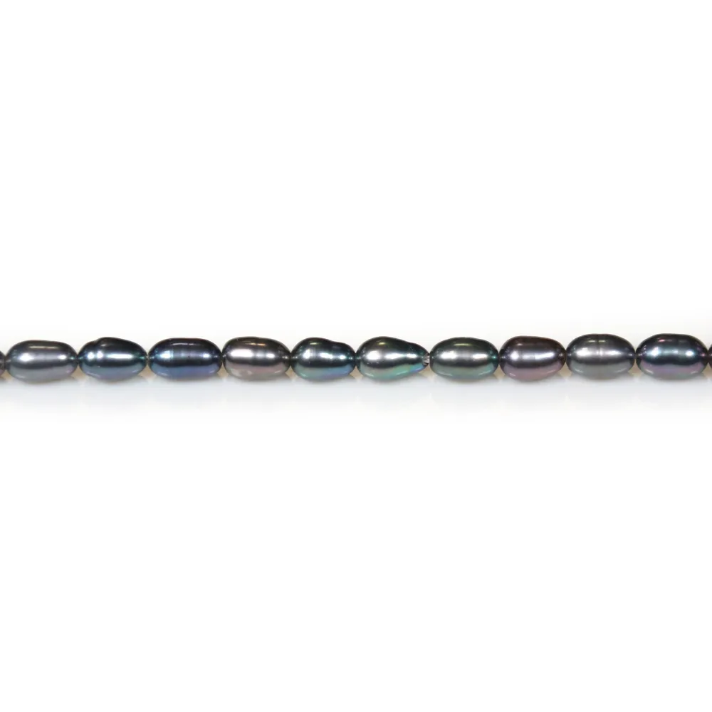 Perles de culture d'eau douce, bleu fonce, olive, 3-4mm x 36cm