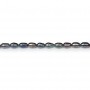 bleu fonce oval freshwater pearl 3-4mm x 40cm