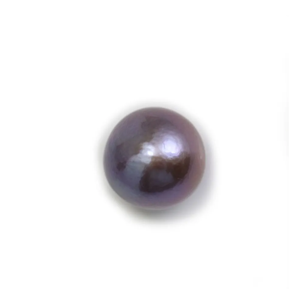 Perle de culture d'eau douce mauve ronde 15-16mm  semi-percée  x 1pc