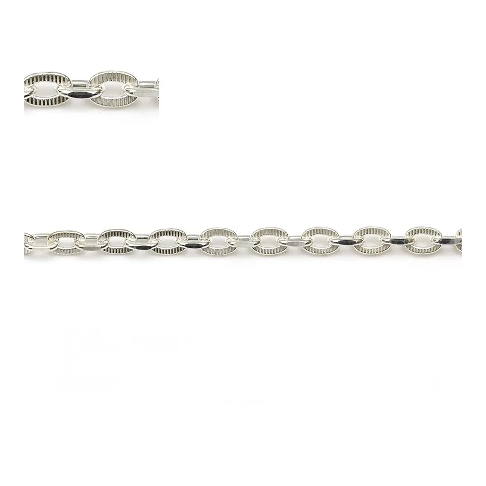 925 sterling silver oval links chain 3.2x4.4mm x 50cm