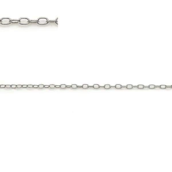 Chaîne argent 925 rhodié anneaux oval 1.05x1.3mm  x 50cm
