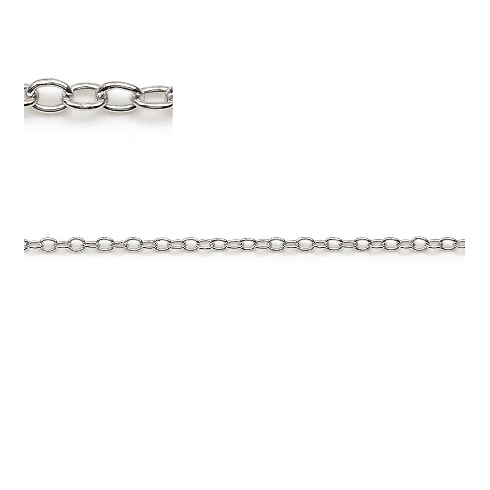Chaîne argent 925 rhodié ovale 1.5x1.8x0.3mm  x 50cm