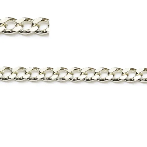 Chaîne argent 925 massif gourmette plate 4.3x3x1.4mm x 50cm