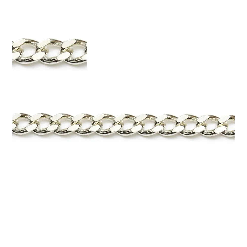 Chaîne argent 925 massif gourmette plate 4.3x3x1.4mm x 50cm