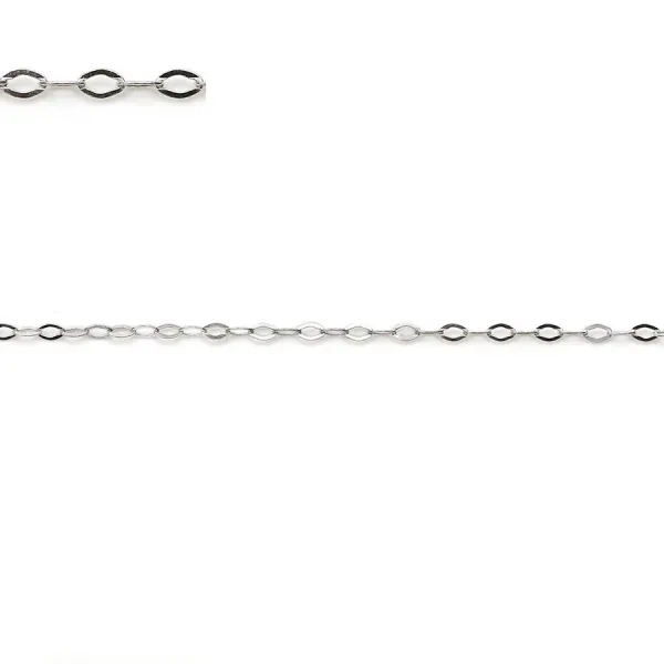 Chaîne argent 925 rhodié forçat losange 1.6x2.6mm  x 50cm