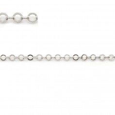 925 sterling silver chain round flat link 2.6mm x 50cm