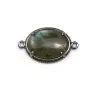 Labradorite spacer set with metal, in oval shaped x 1pc