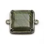 Intercalaire en labradorite sertie en métal, de forme carré x 1pc
