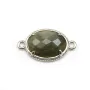 Intercalaire en labradorite sertie en métal, de forme ovale, 12x16mm x 1pc