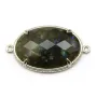 Intercalaire en labradorite sertie en métal, de forme ovale, 20x30mm x 1pc