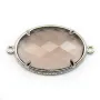 Intercalaire en quartz fumé ovale facetté sertie en métal doré 20x30mm x 1pc