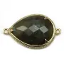 Intercalaire en labradorite sertie en métal, forme de goutte, 20x27mm x 1pc
