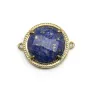 Intercalaire en lapis lazuli sertie en métal, de forme ronde, 17mm x 1pc