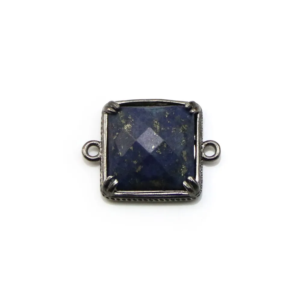 Lapis lazuli interlayer set in metal, in shape of a square x 1pc