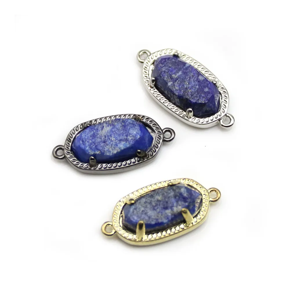 Rough lapis lazuli interlayer set in metal, in oval shaped, 9.5 * 16.5mm x 1pc