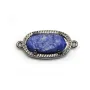 Intercalaire en lapis lazuli brut sertie en métal, de forme ovale, 9.5x16.5mm x 1pc